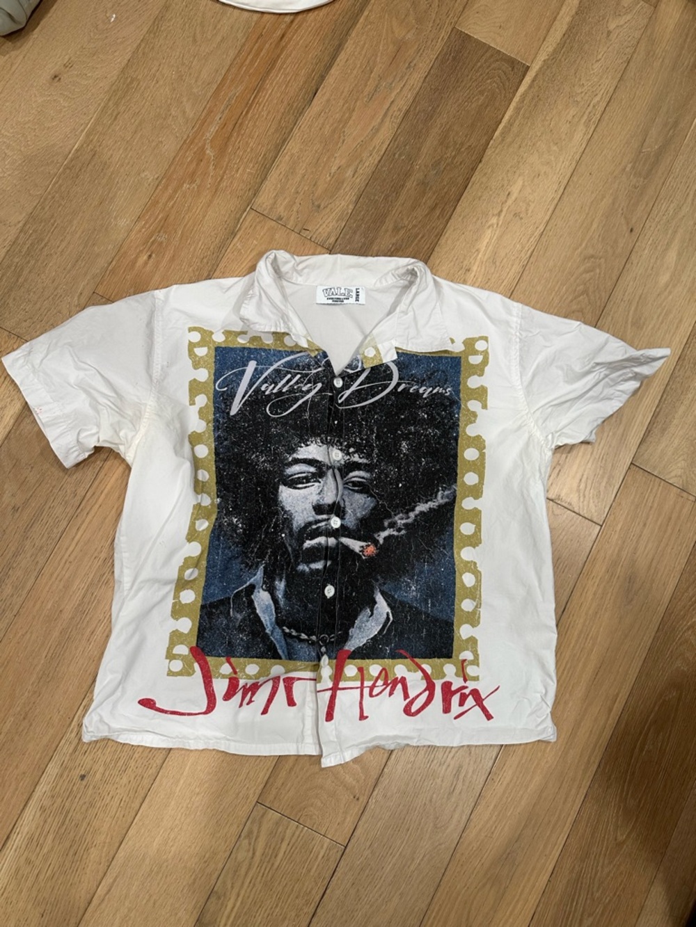 Vale Forever Jimi Hendrix Graphic Button Up Mens Large White Valley Dreams